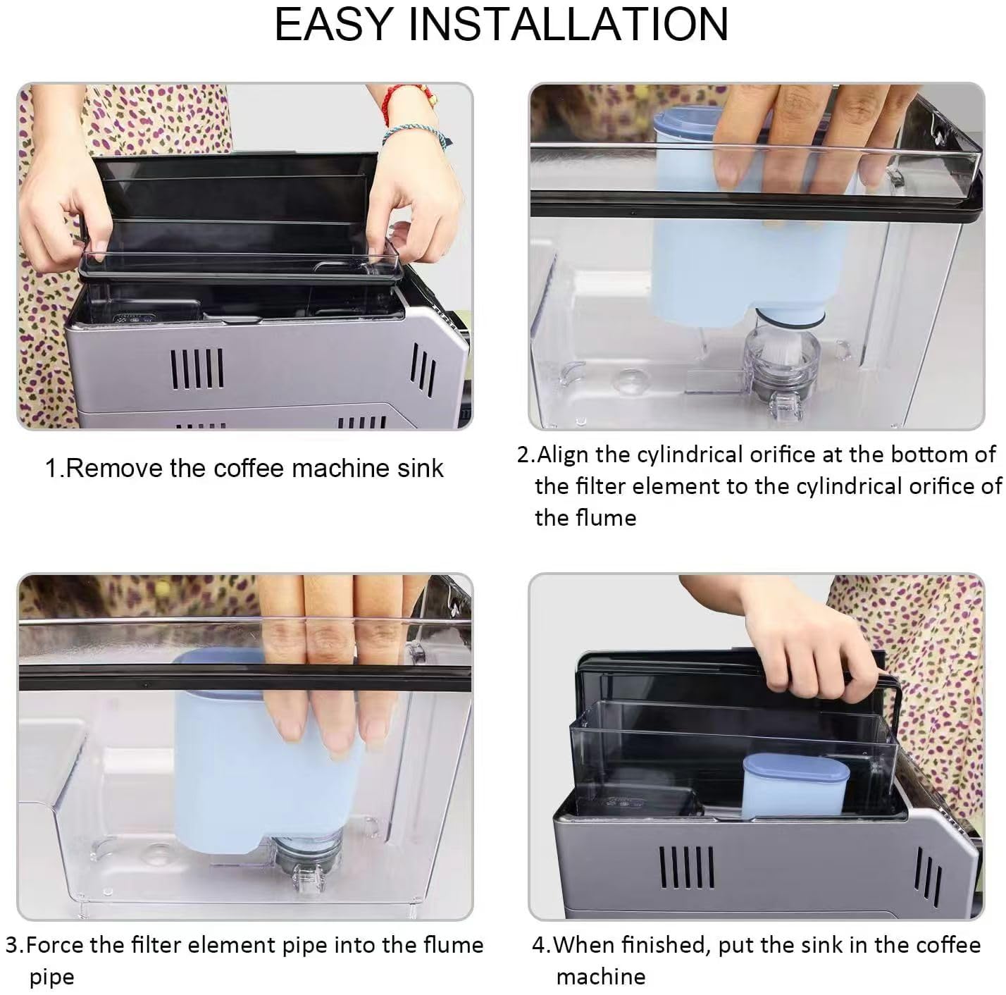 Viskeysta filter installed in a Philips-compatible machine demonstrating quick replacement
