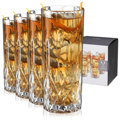Viski front view of single highball glass showing elegant silhouette and sparkle