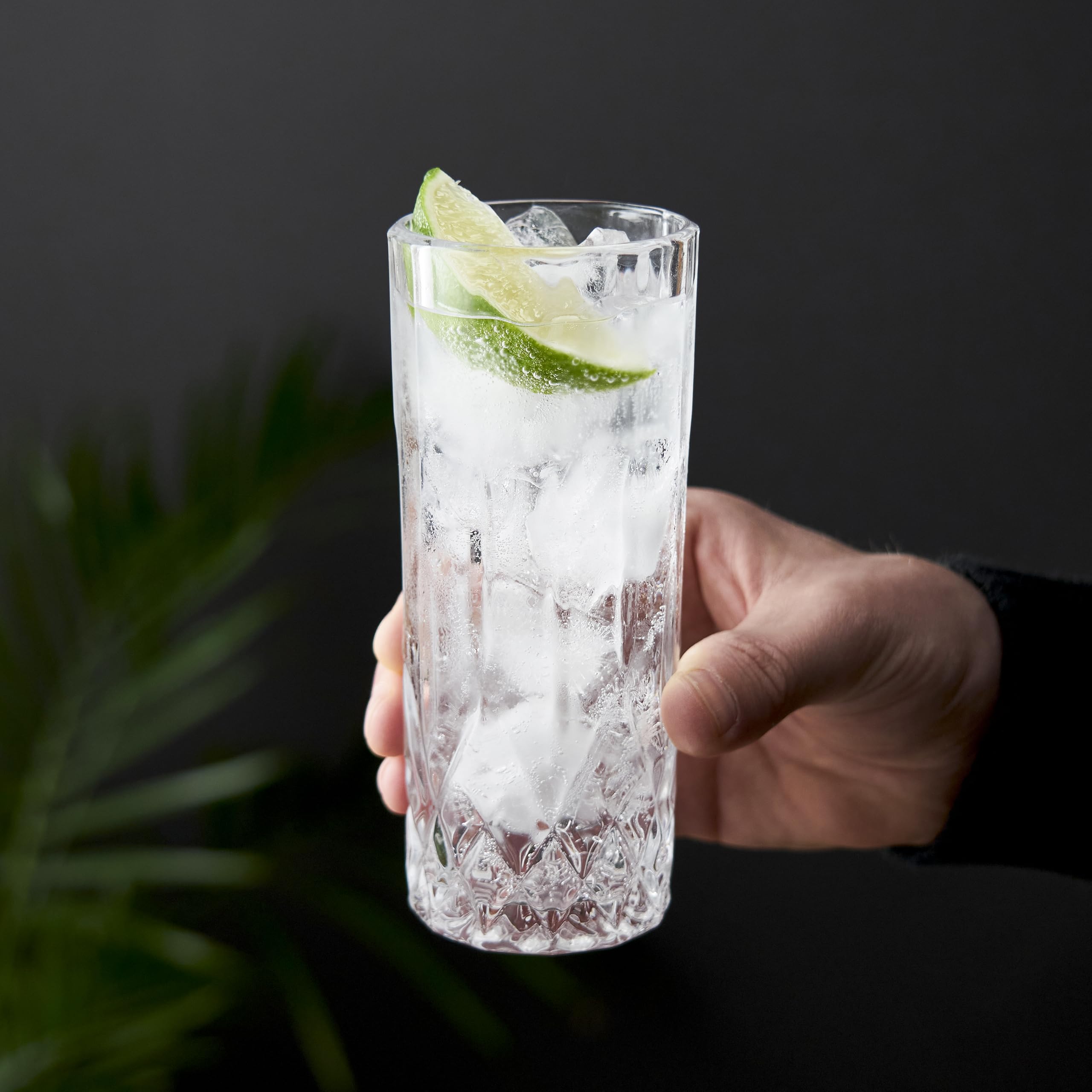 Viski set of four highball glasses on bar for cohesive, stylish drink service