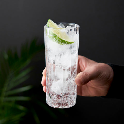 Viski set of four highball glasses on bar for cohesive, stylish drink service