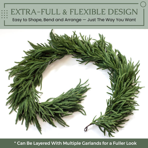 Vita Domi garland decorated with lights and bows showing styling versatility benefit
