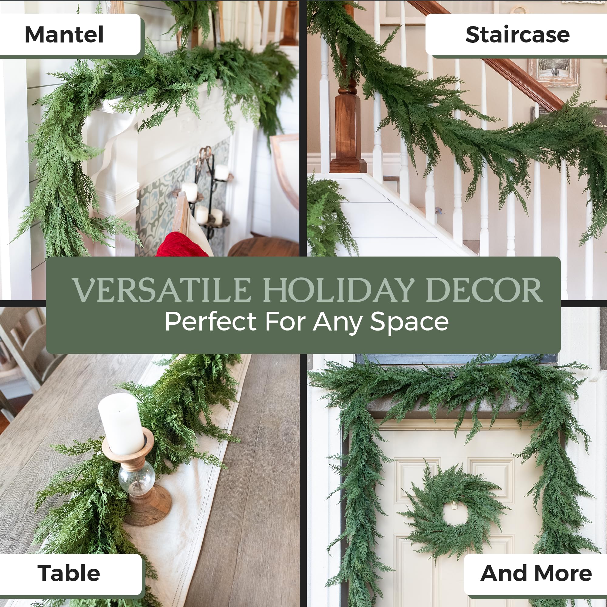 Vita Domi garland detailed with lights showing secure decorating compatibility