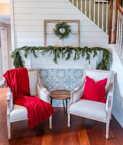Vita Domi garland draped across mantel showing instant festive atmosphere benefit