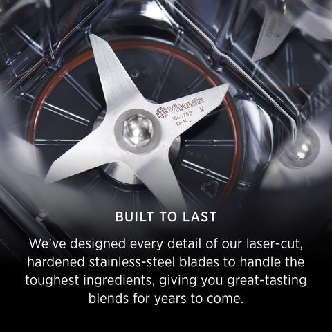 Vitamix 15856 hardened stainless-steel blades close-up for consistent, smooth blends