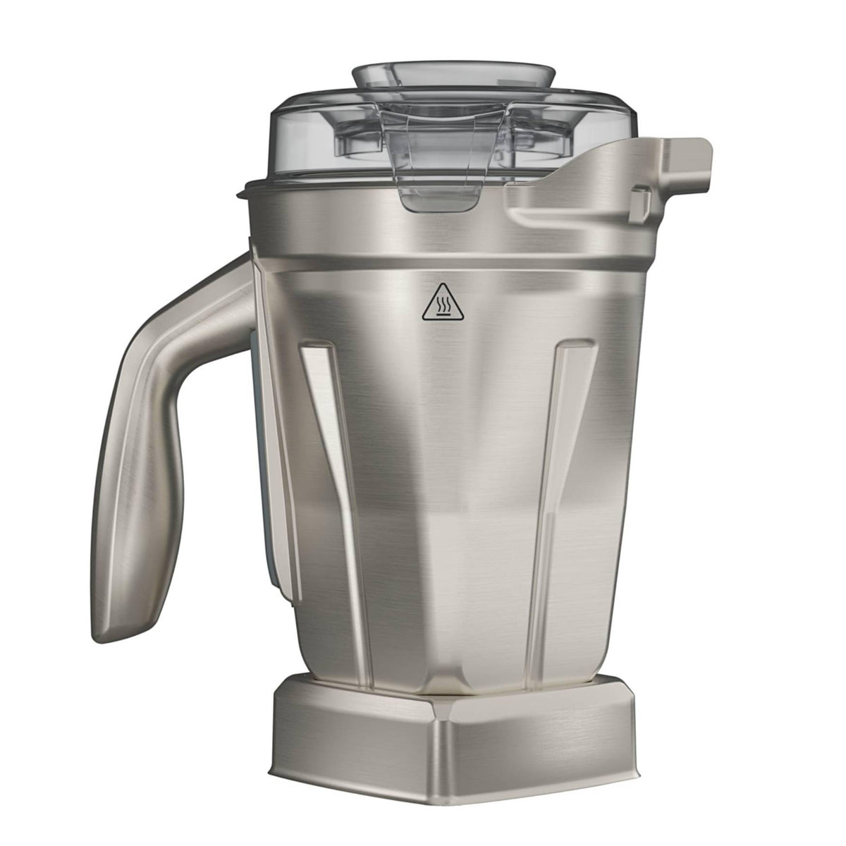 Vitamix front view showing compact stainless-steel container and ergonomic handle benefit convenience