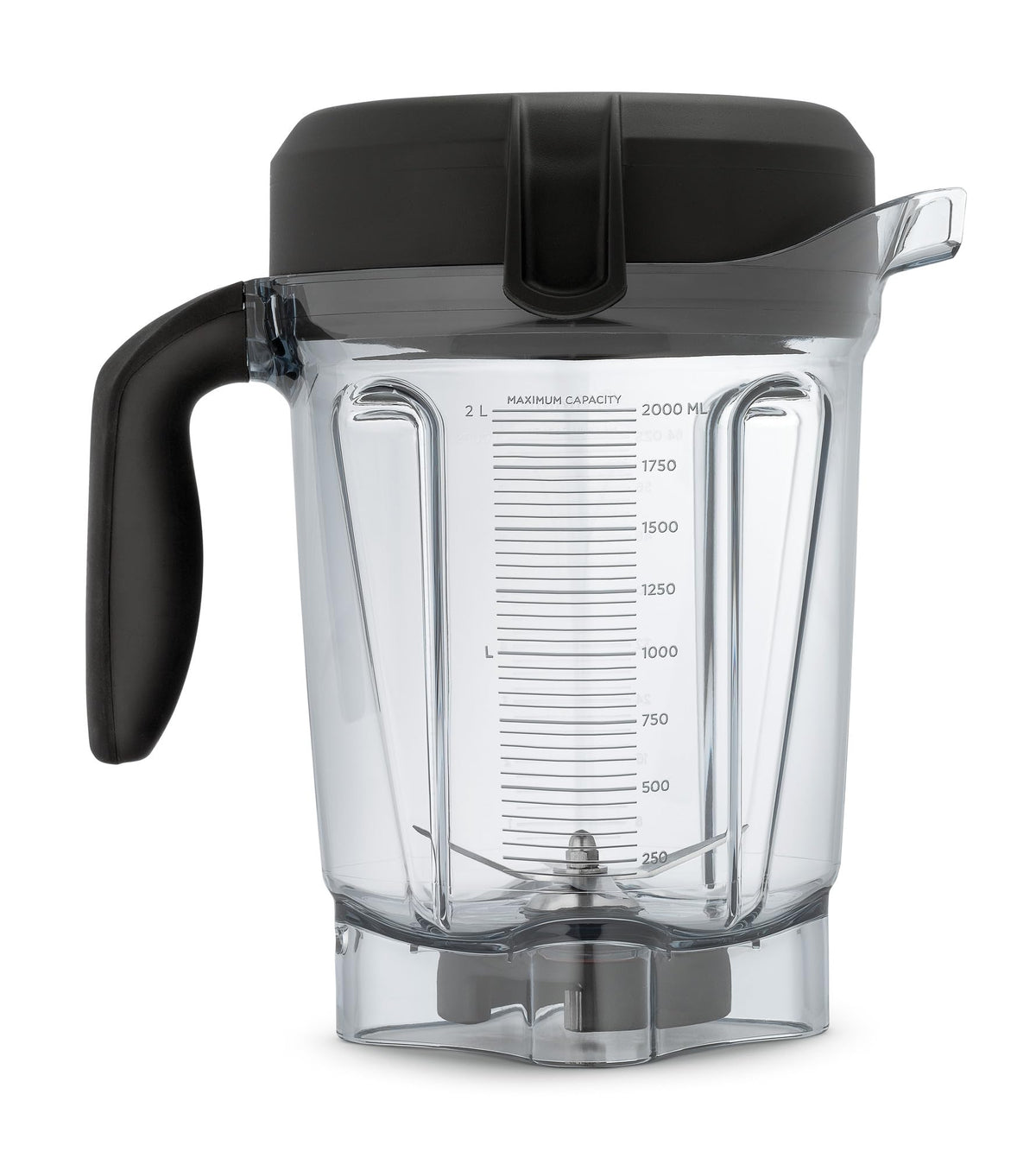 Vitamix clear pitcher front view showing capacity and compact profile benefit
