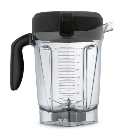 Vitamix clear pitcher front view showing capacity and compact profile benefit