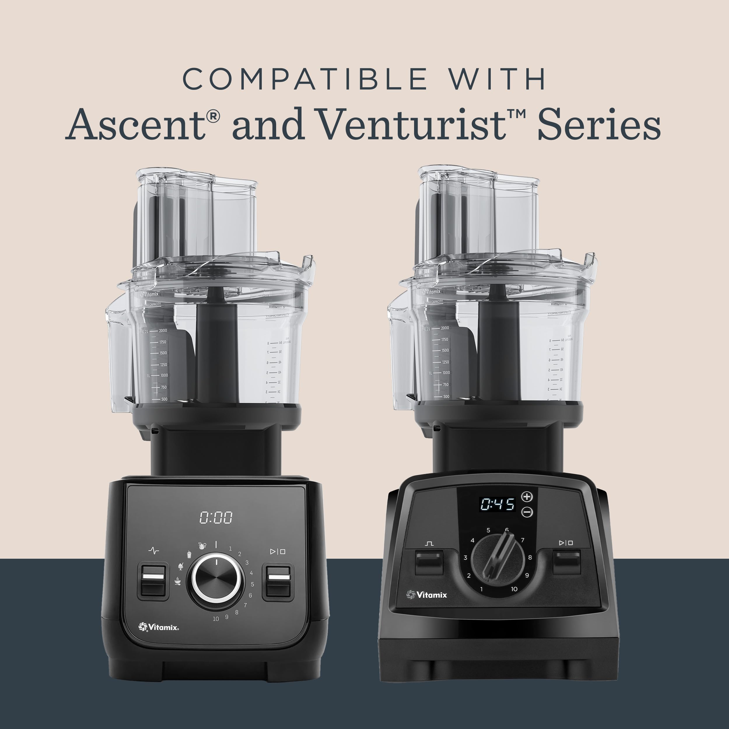 Vitamix accessory storage in cabinet showing space-saving convenience