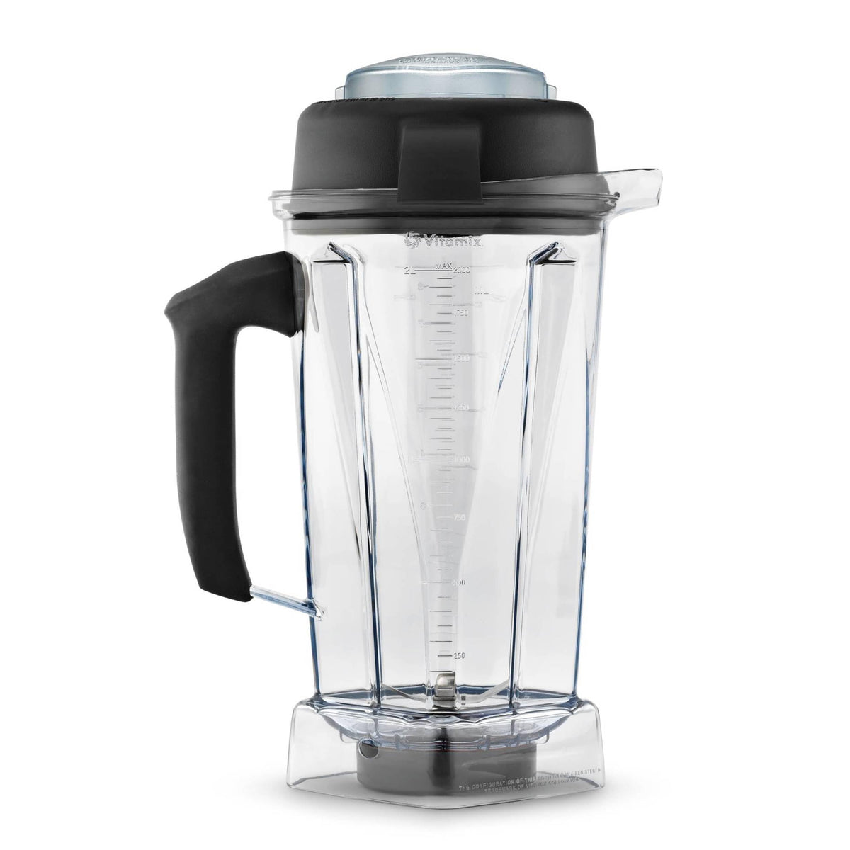 Vitamix 64 oz Classic container front view showing measurements and handle for accurate pouring