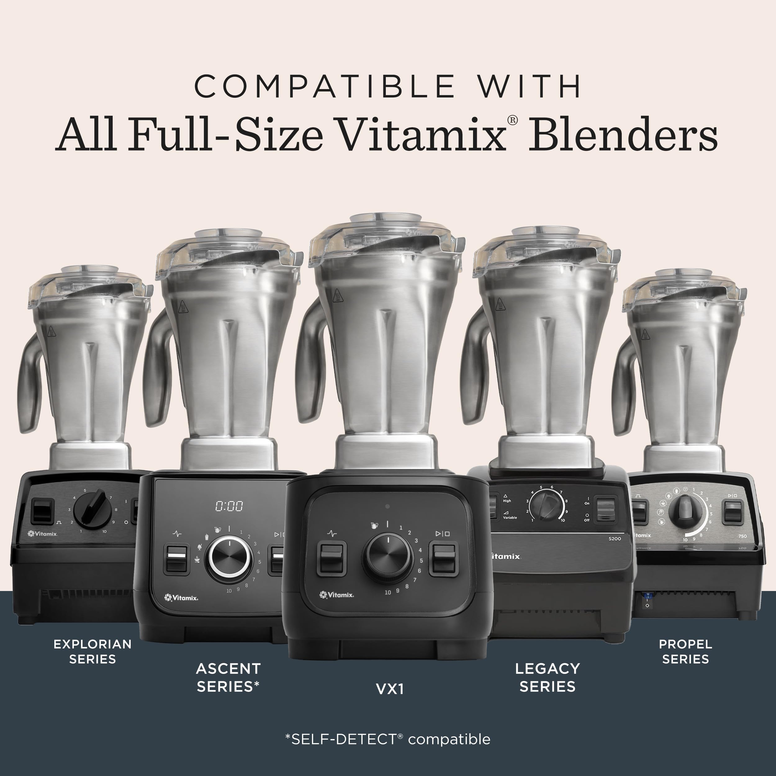 Vitamix compatibility badge image illustrating SELF-DETECT recognition benefit on Ascent and Venturist