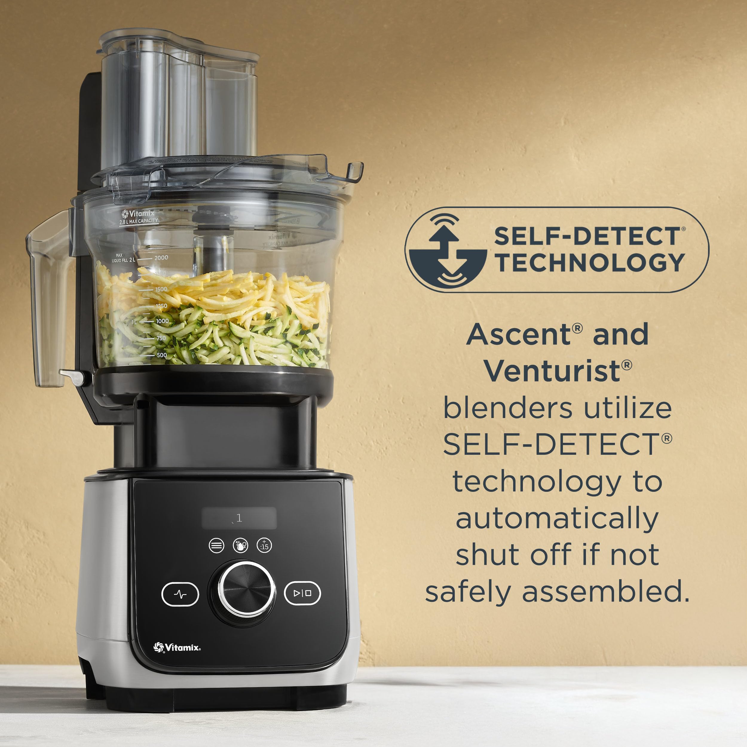 Vitamix food chutes and pushers showing safe ingredient feeding