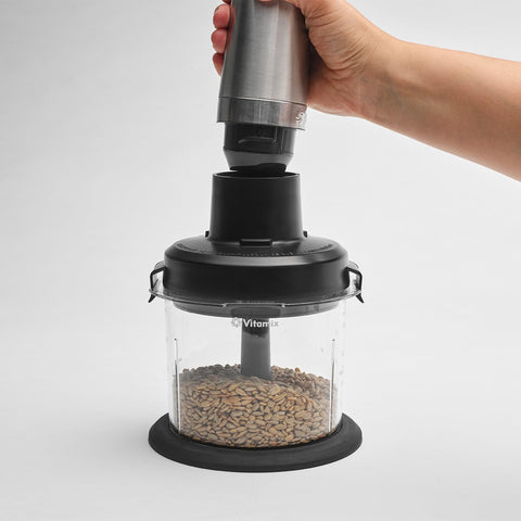 Vitamix mini-chopper attached to immersion blender wand showing easy operation
