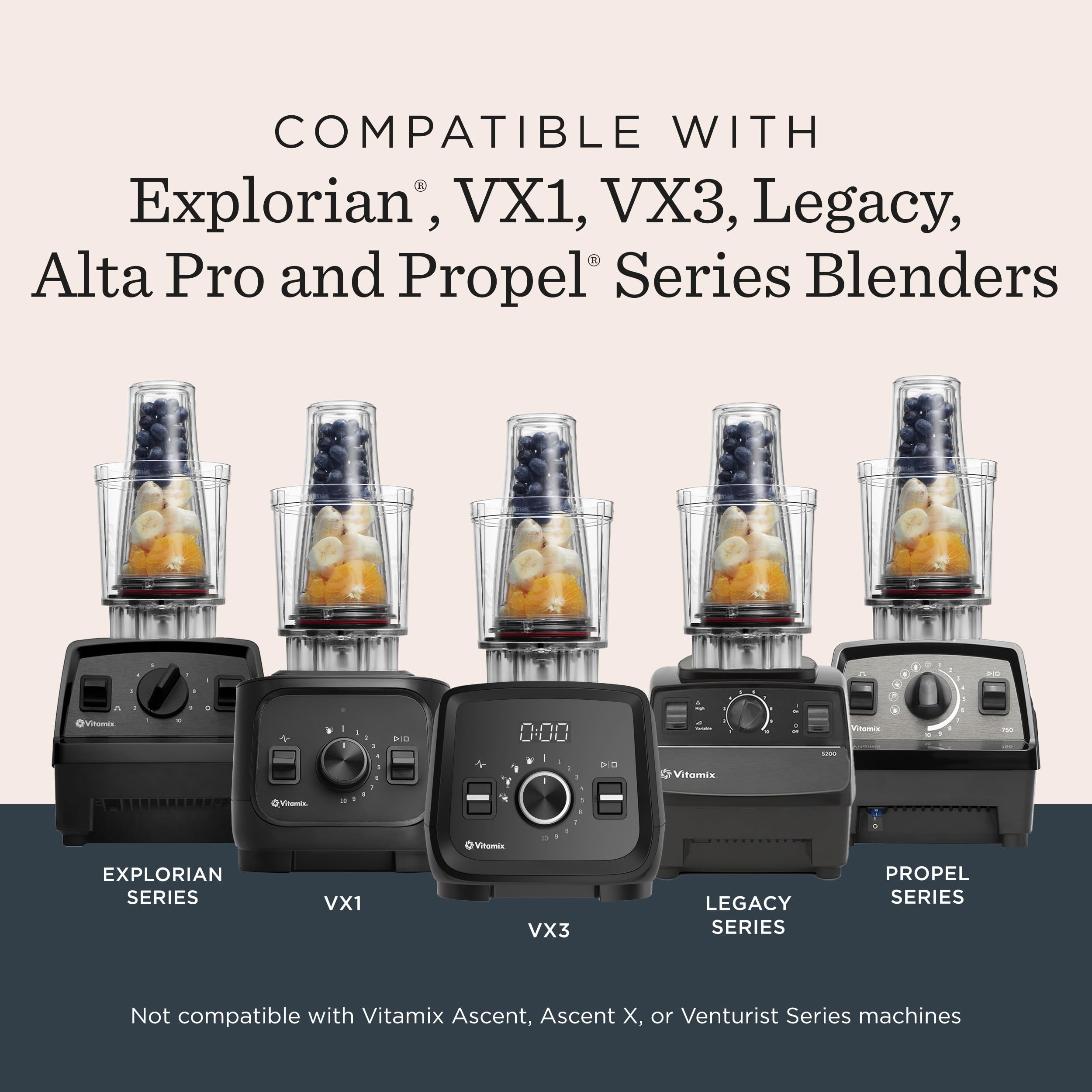 Vitamix adapter with cup attached enabling single-serve blending on the go