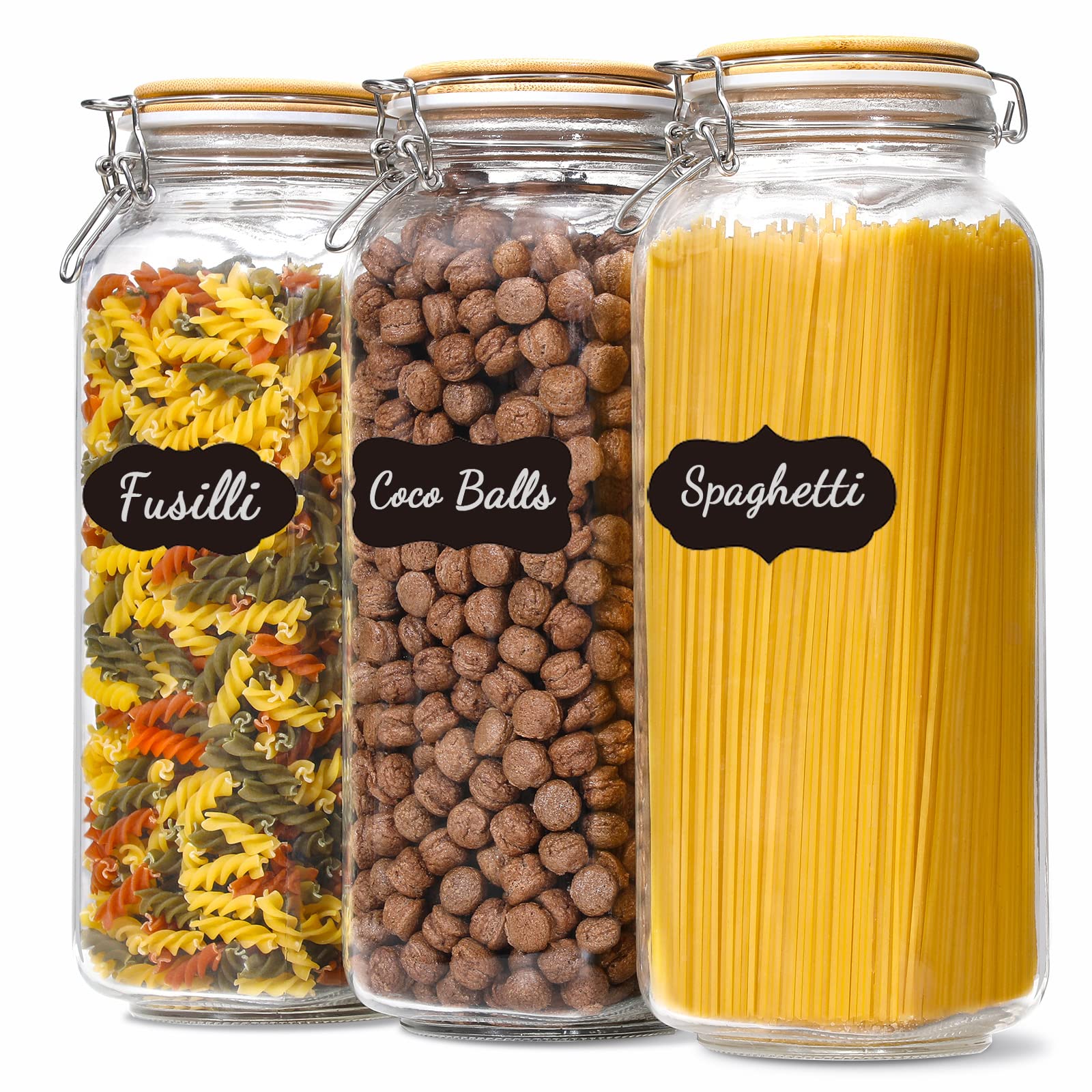 VITEVER front view of three jars shows neat pantry organization and capacity