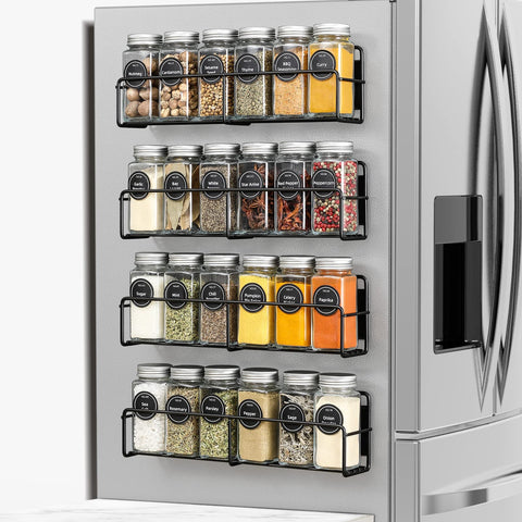 VITEVER front view magnetic spice rack showing all jars neatly arranged, saves counter space