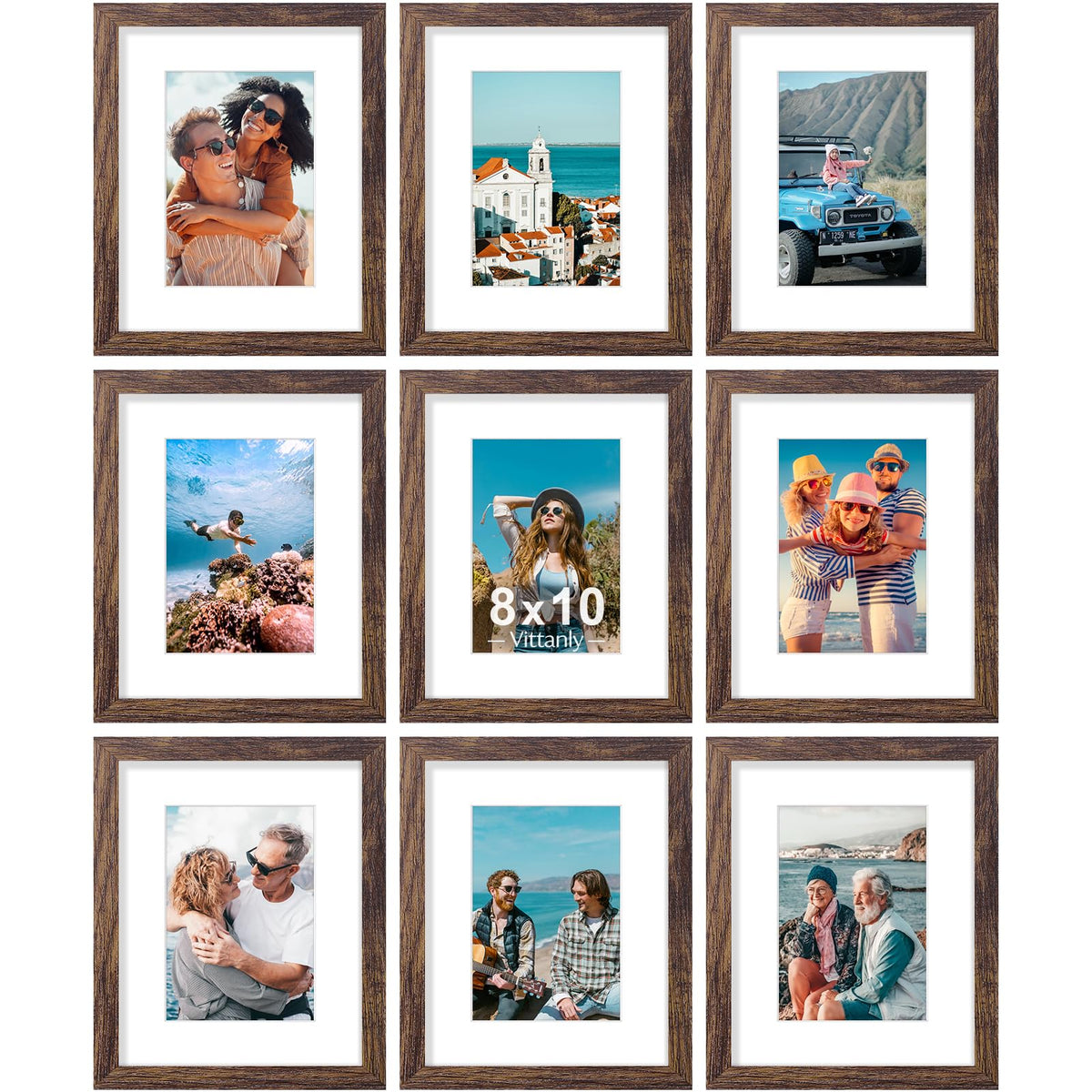 Vittanly brown frame front displaying photo, crisp presentation benefit