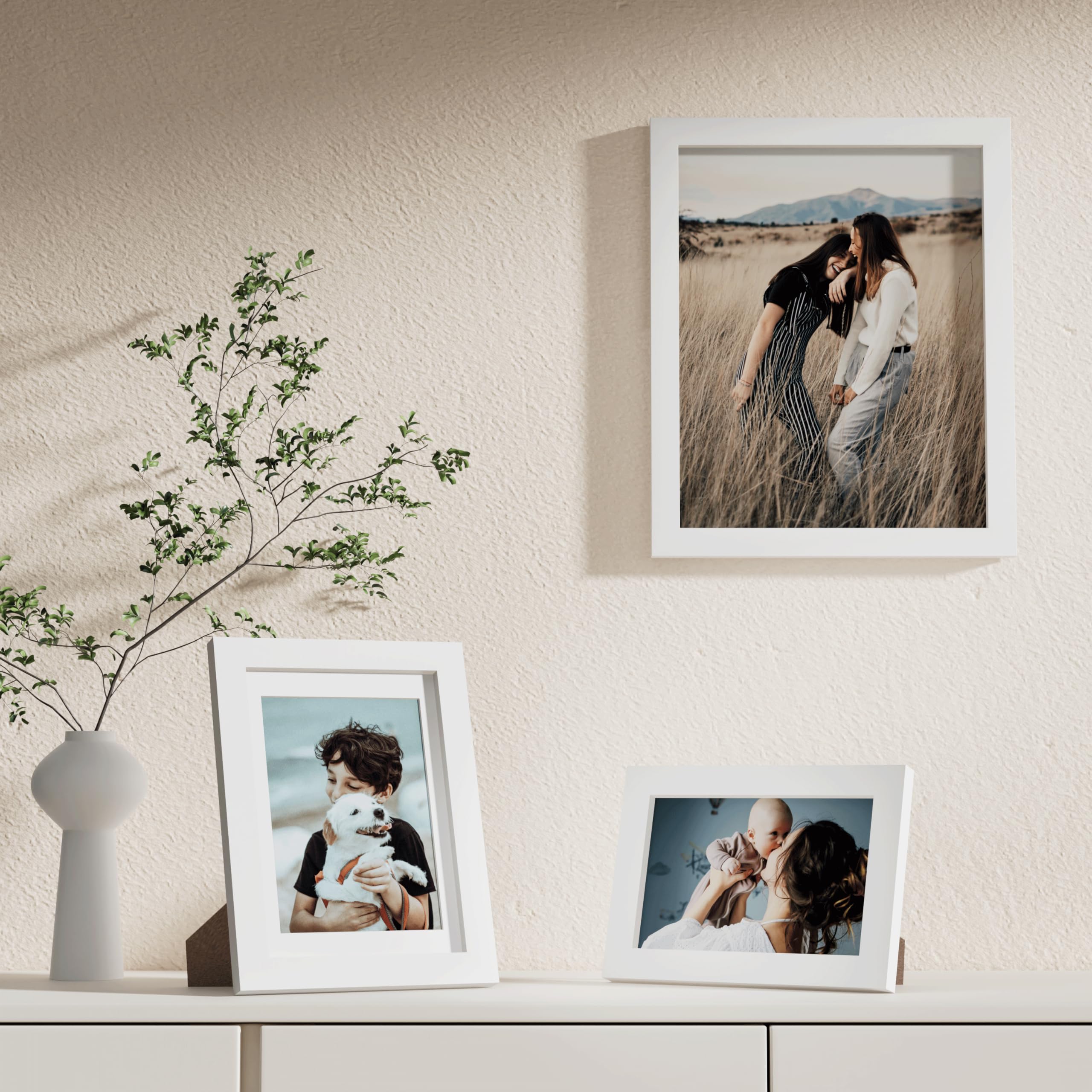 Vittanly frames styled in living room adding clean, cohesive display