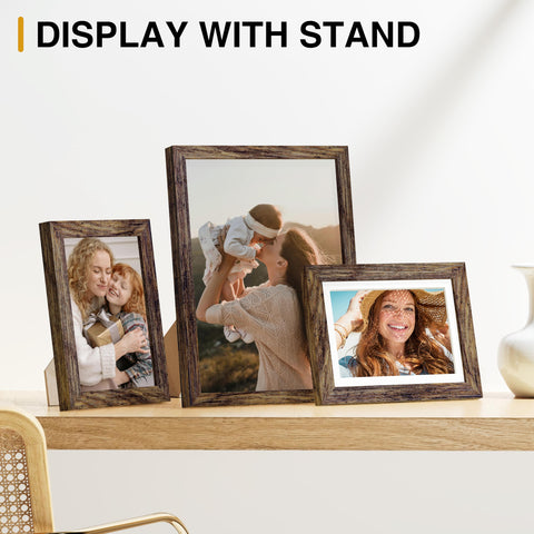 Vittanly frames arranged on tabletop demonstrating instant display options