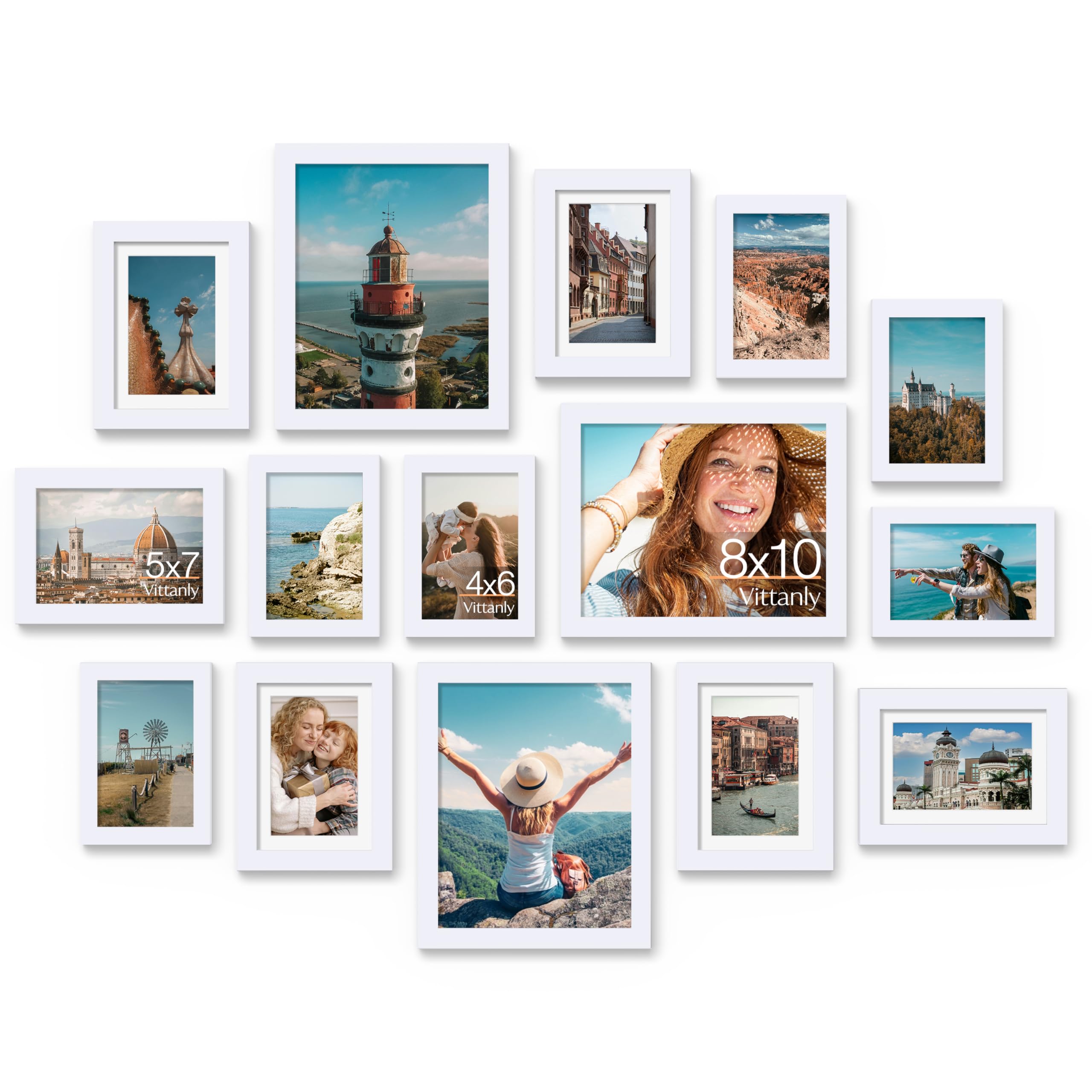 Vittanly front view of the 15-pack frames showing versatile display options and cohesion