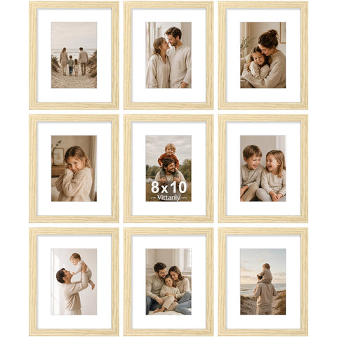 Vittanly oak front packaging showing complete nine-frame set benefit durable presentation
