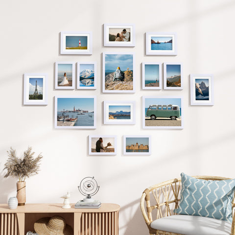 Vittanly frames styled on an office shelf adding personal photos and warmth