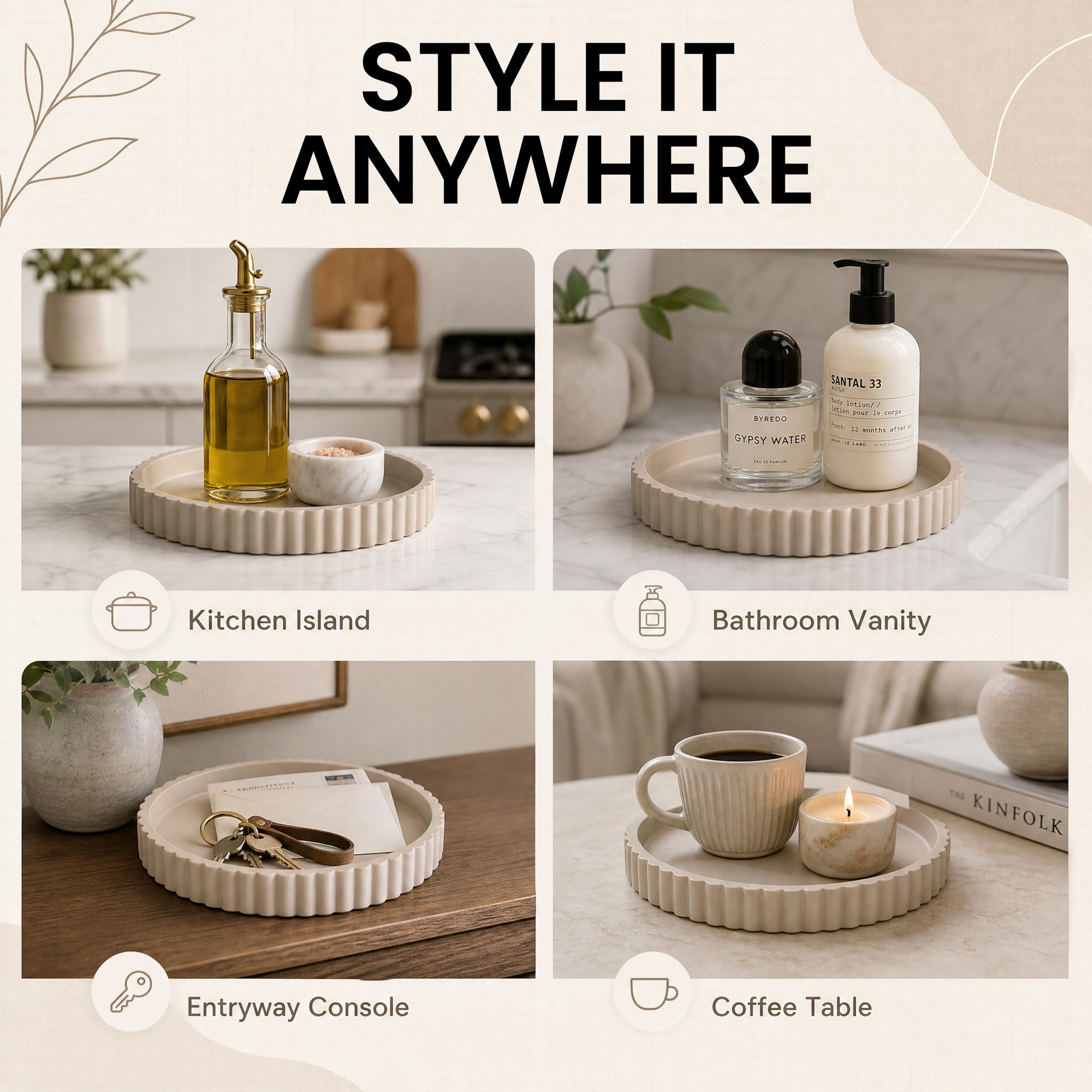 Vivere Home tray next to ruler to show 11-inch scale and compact footprint