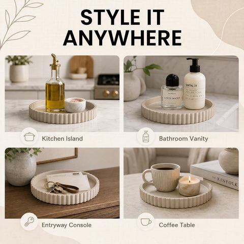 Vivere Home tray next to ruler to show 11-inch scale and compact footprint