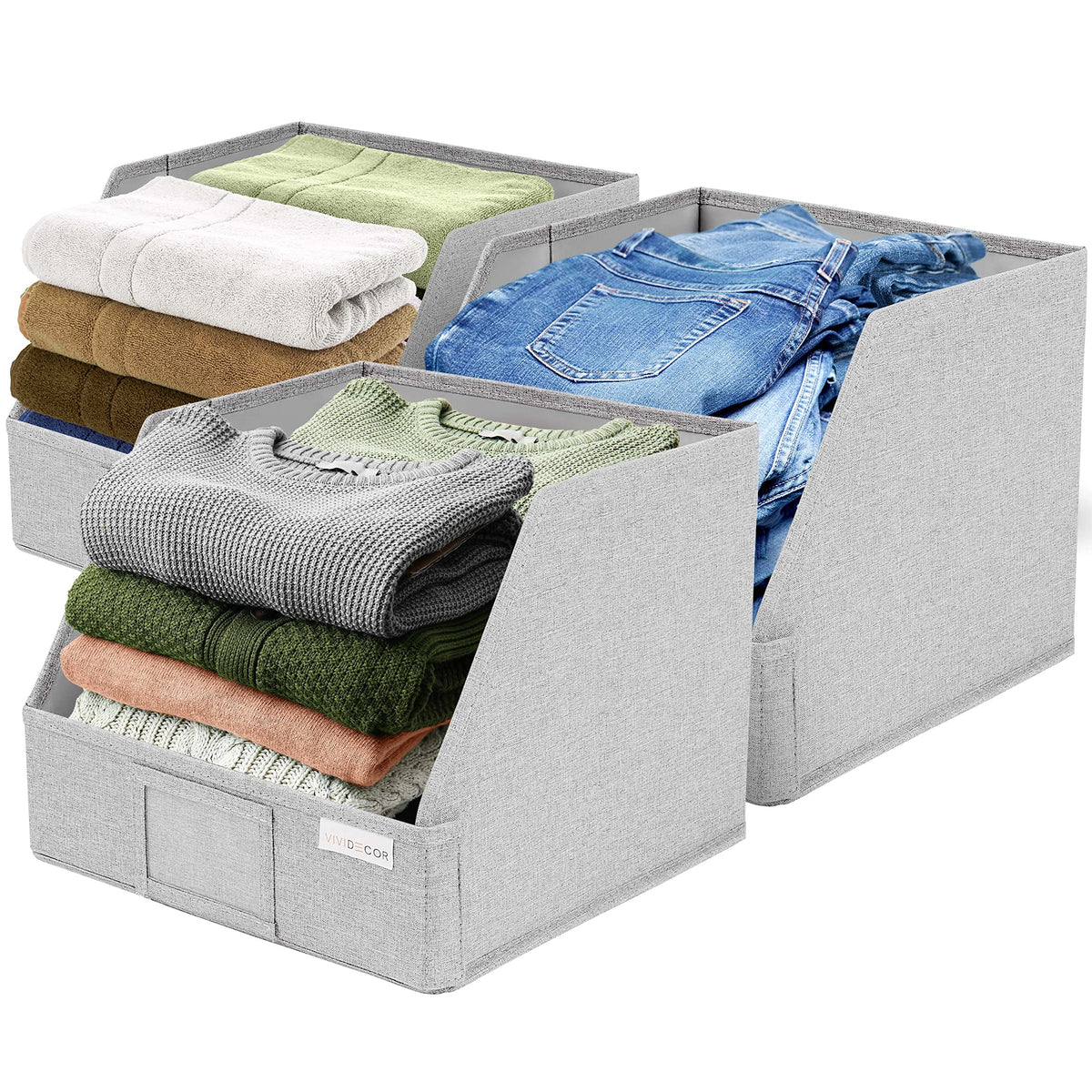 VIVIDECOR front view of trapezoid organizer showing open-front access and quick reach
