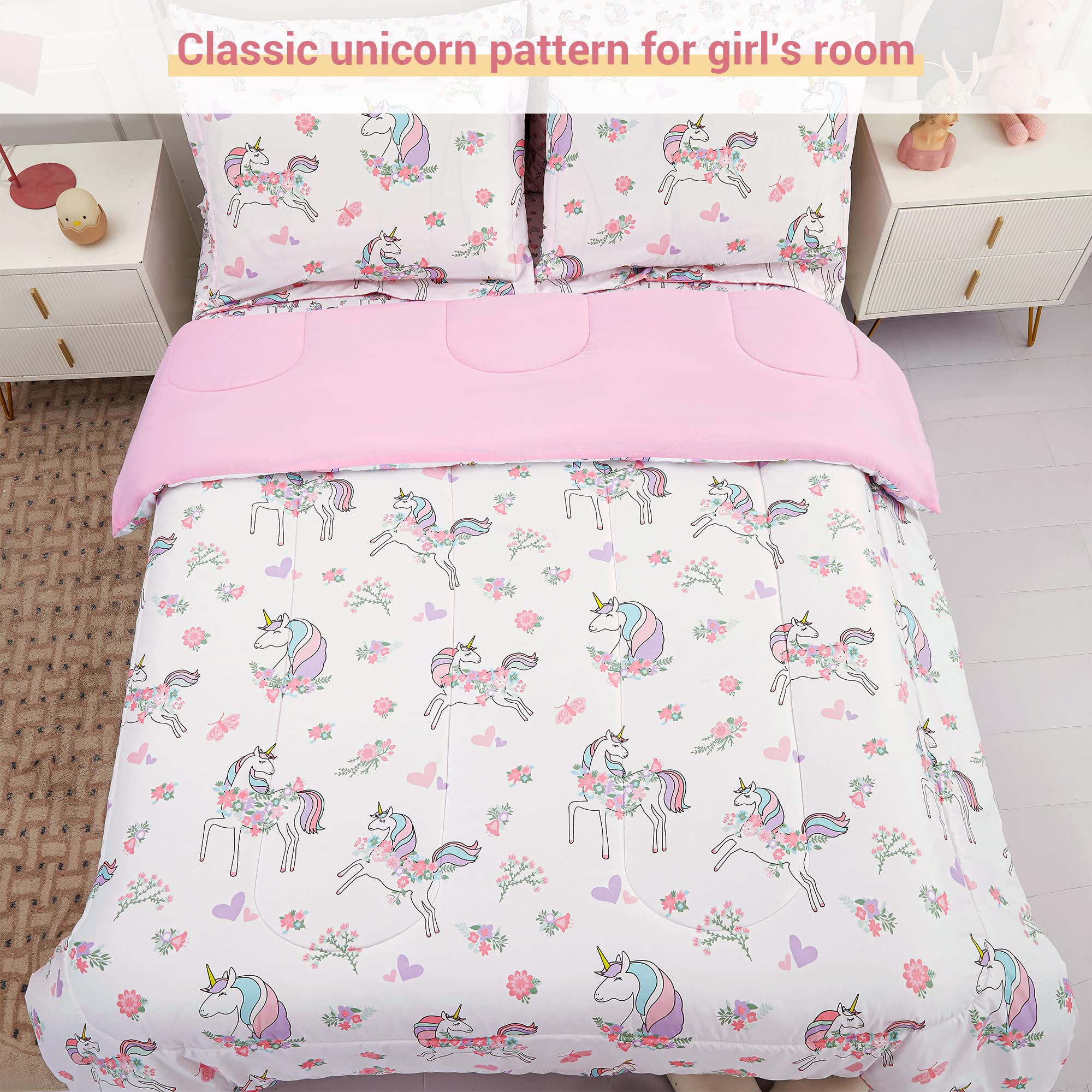 Viviland comforter styled on a child's bed in a bedroom setting for playful appeal