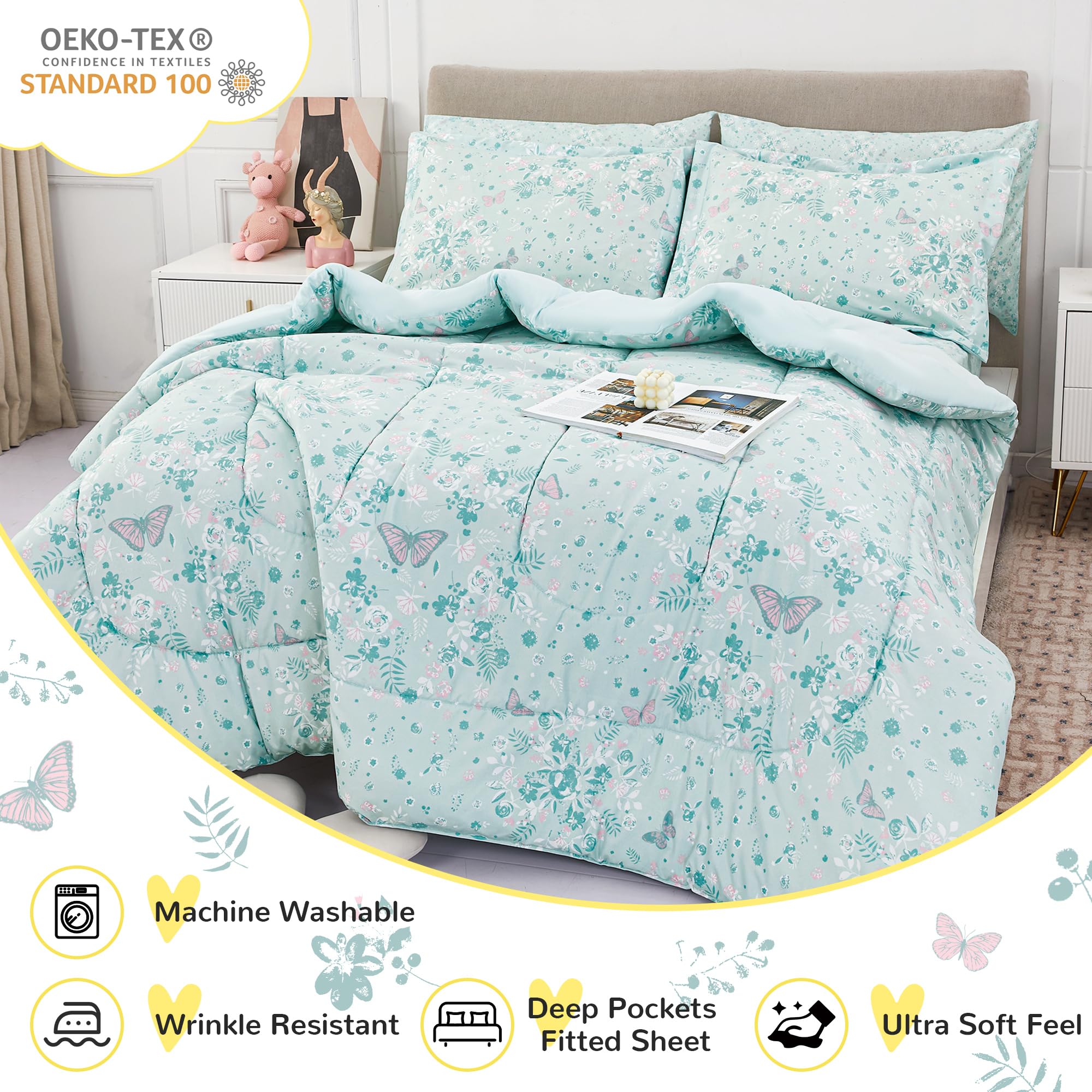 Viviland flat and fitted sheets displayed to show deep pockets and secure mattress fit