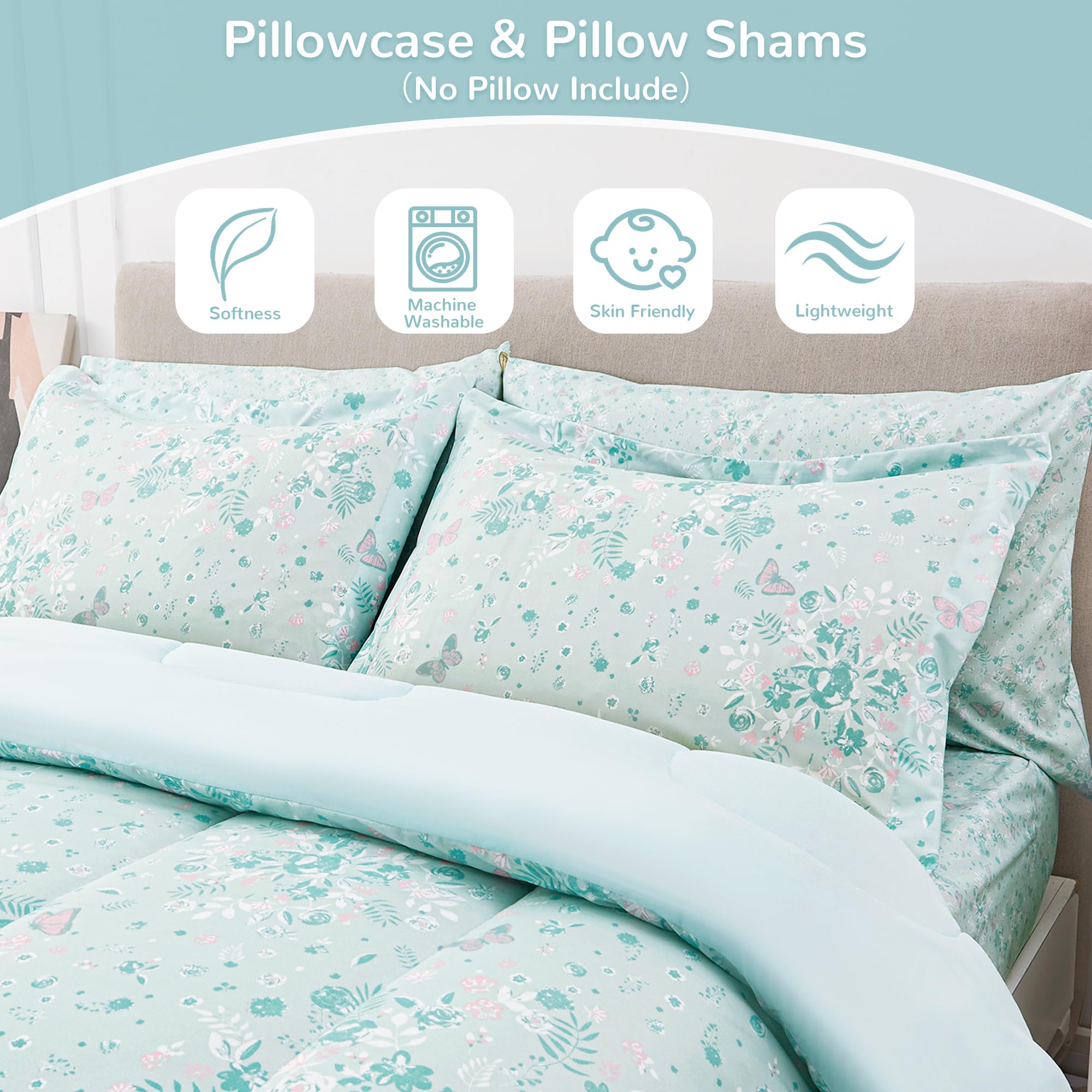 Viviland size comparison with ruler showing comforter and sheet dimensions for fit