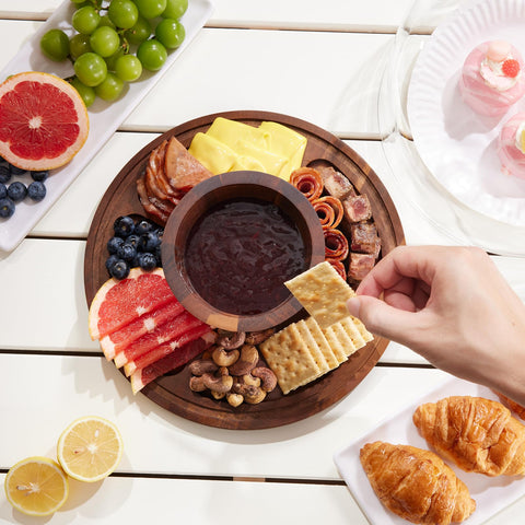 VIVIRBIEN cake stand used as serving tray showing versatile entertaining benefit