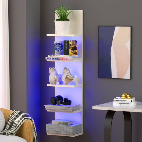 VIWODS front view of 5-tier shelf showing clean white finish and vertical storage benefit