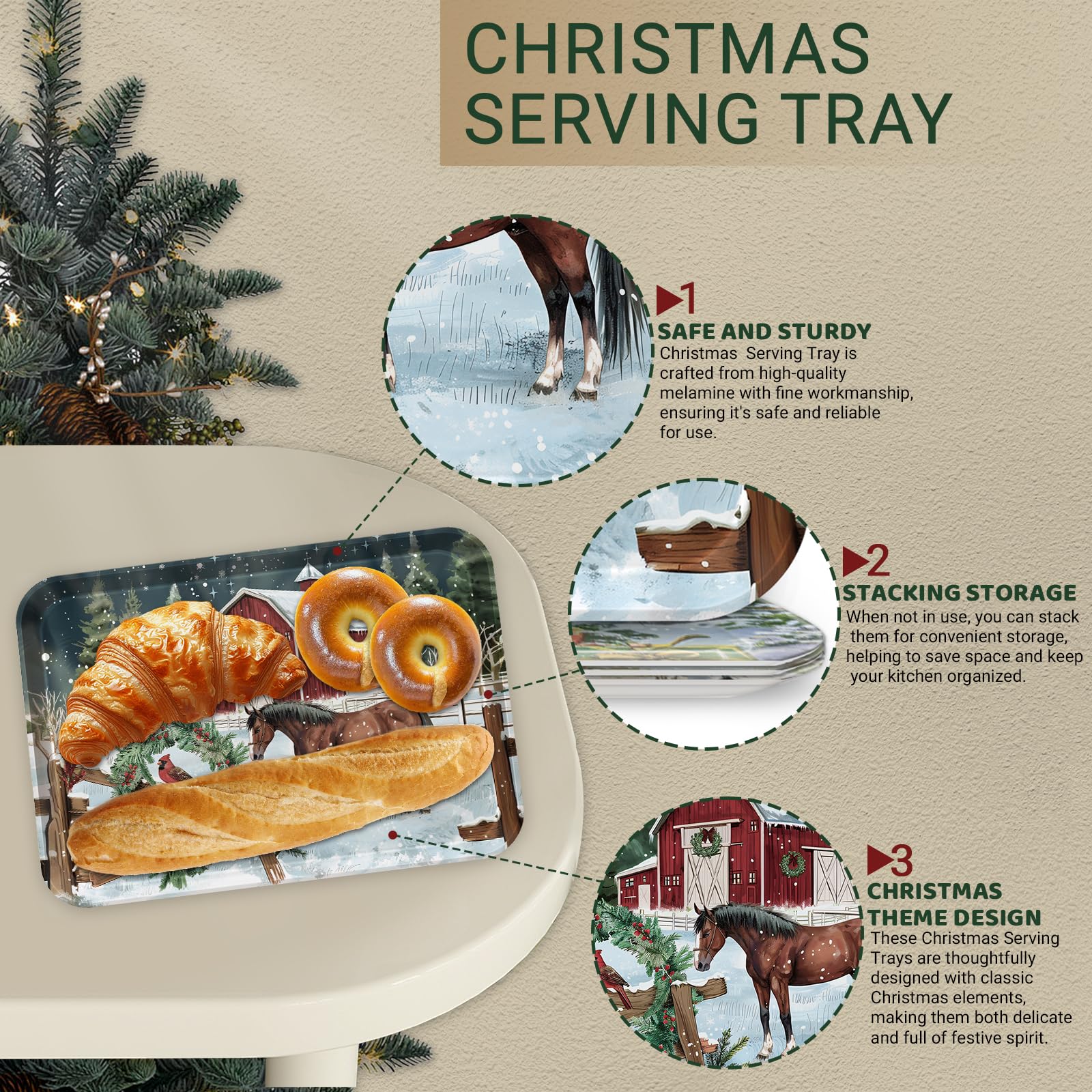 VIYNRAN top view snowman tray filled with cookies to showcase serving capacity