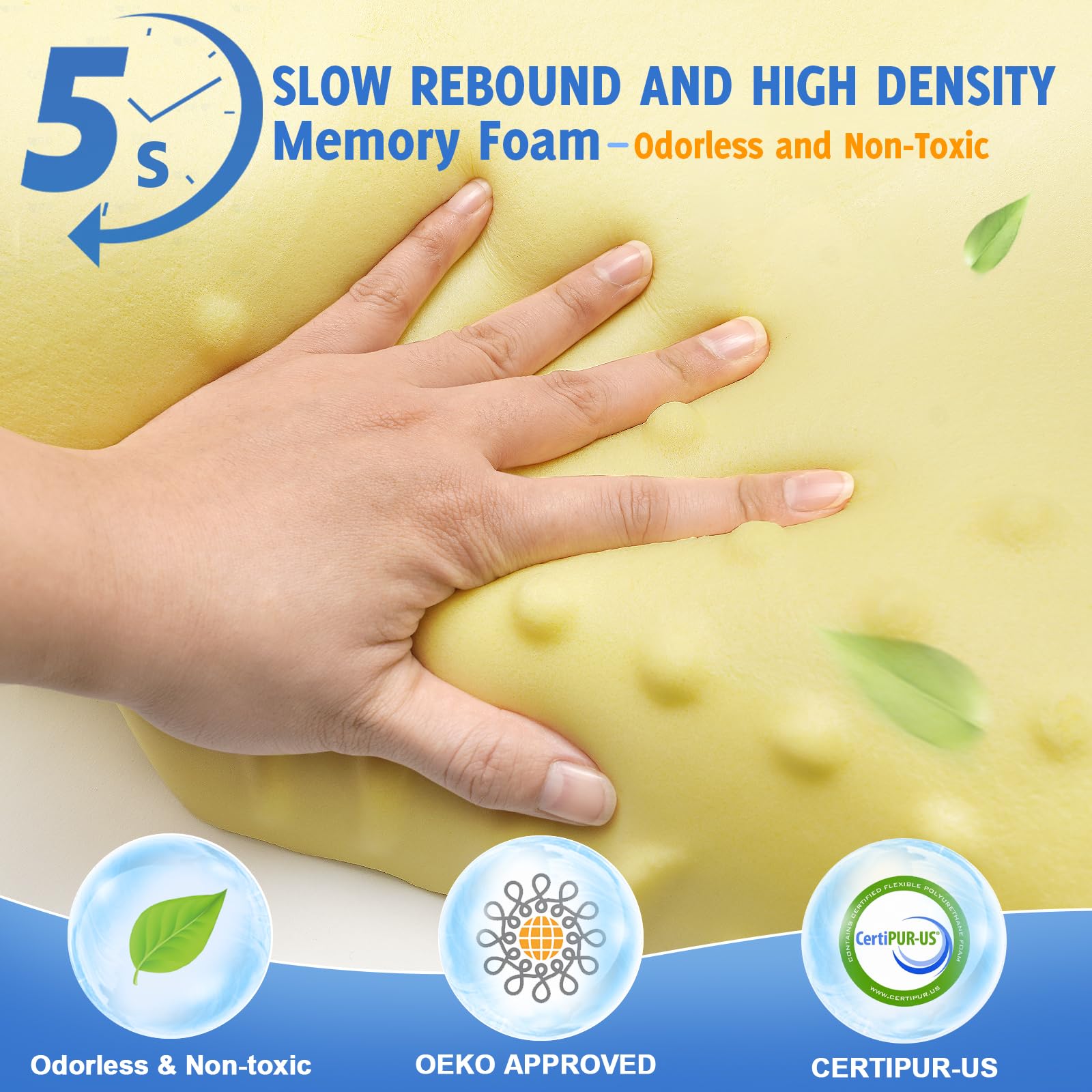VJASD memory foam close-up revealing texture and adaptive support