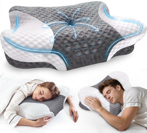 VJASD front view pillow showing ergonomic contour and immediate comfort