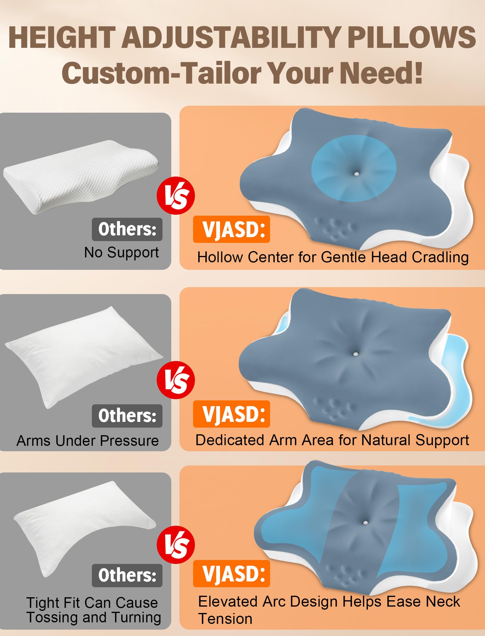 VJASD side profile highlighting dual-height contour for personalized support