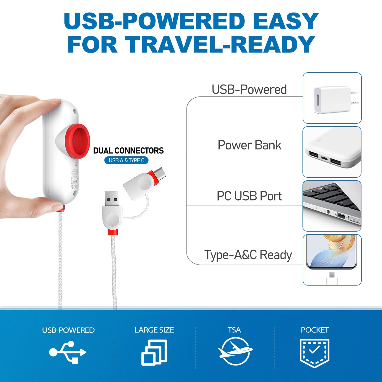 VMstr USB pump close-up showing compact design and quick air removal benefit