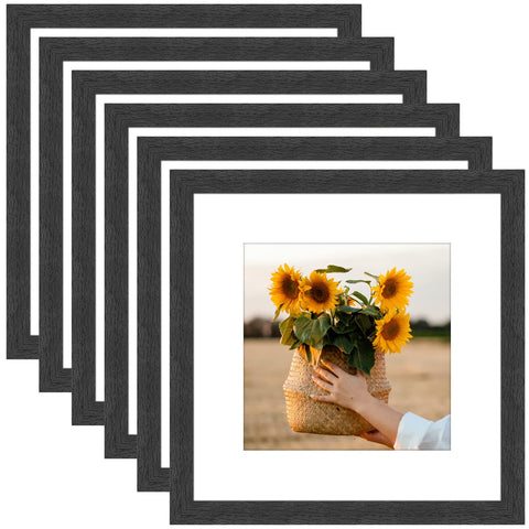 VMUZEDER front view of six rustic black frames showing coordinated gallery benefit