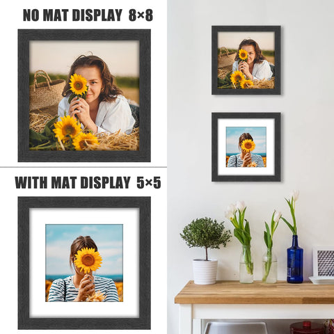 VMUZEDER frame with mat displaying 5x5 photo showing centered presentation