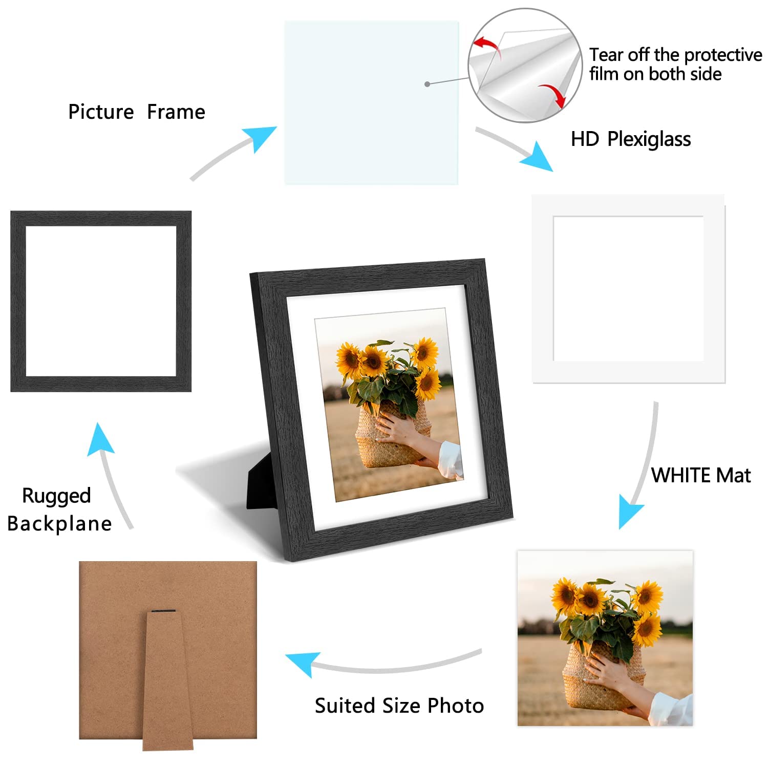 VMUZEDER frames on shelf styled in living room illustrating decor flexibility