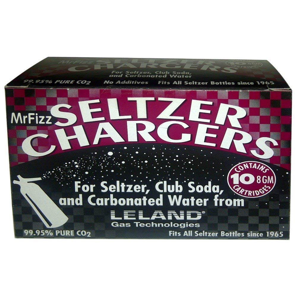 Vnook Leland packaging front showing 40 silver CO2 cartridges for reliable home carbonation