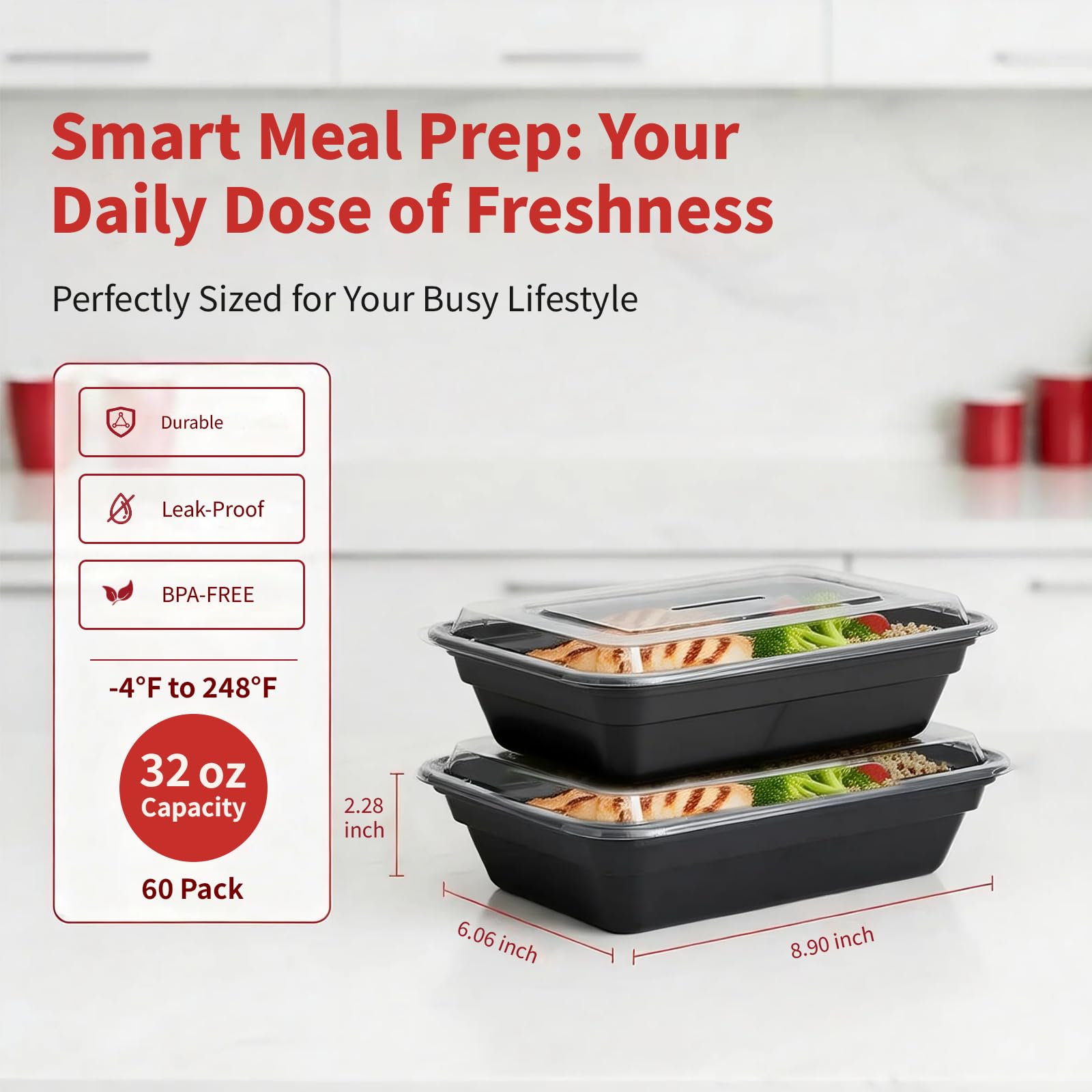 Voatree single container filled with a balanced meal ready to reheat