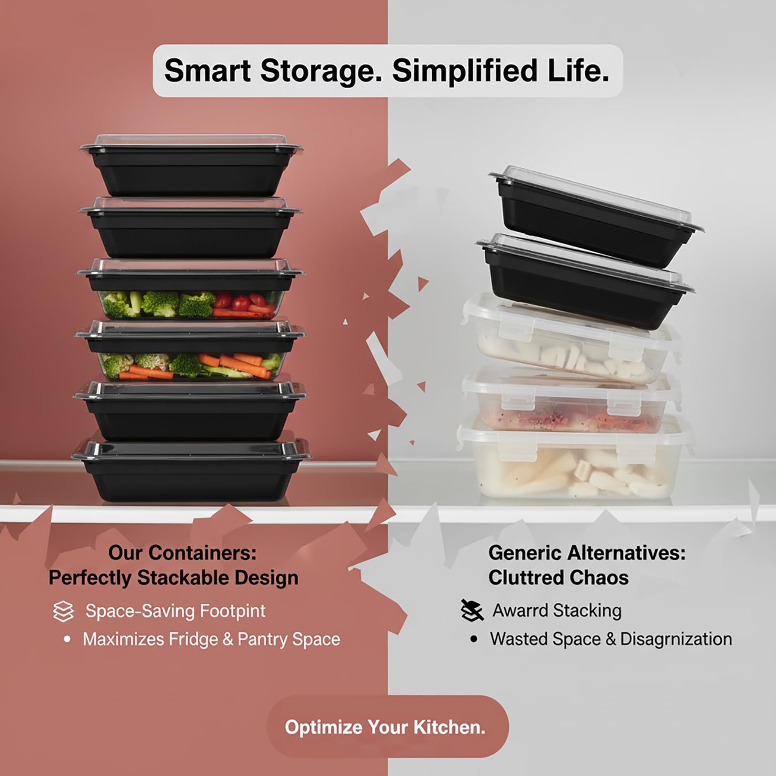 Voatree stacked containers inside fridge highlighting space-saving organization