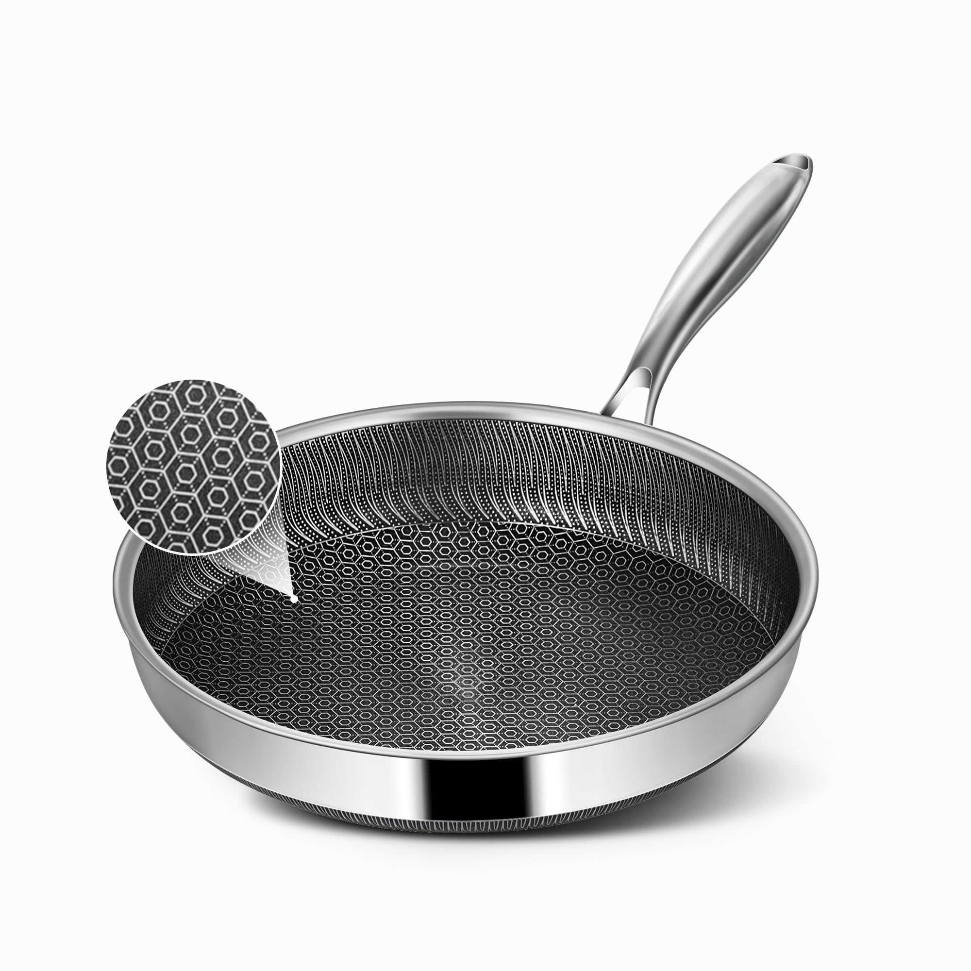 Vocvee 8-inch front view showing compact skillet and polished finish for quick heating