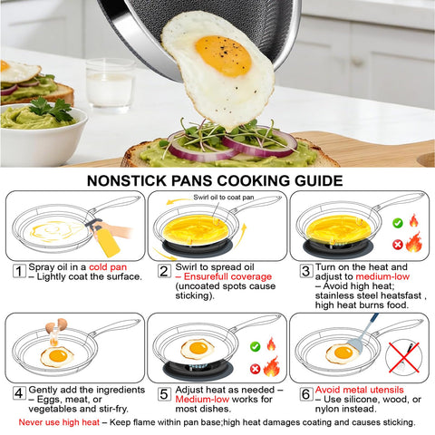 Vocvee frying pan on induction cooktop demonstrating universal cooktop compatibility