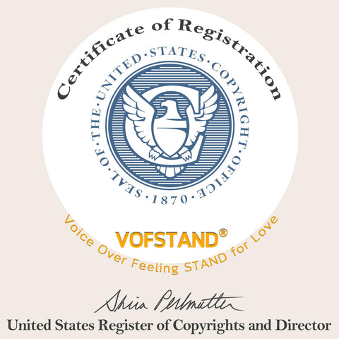 VOFSTAND held in hand for scale demonstrating compact display-friendly benefit