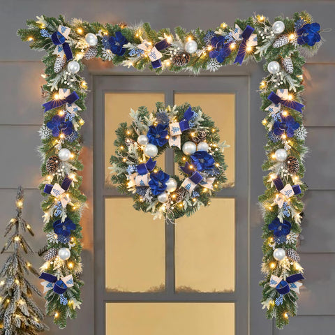 Vofuly blue velvet bow detail adding elegant finish and cohesive color