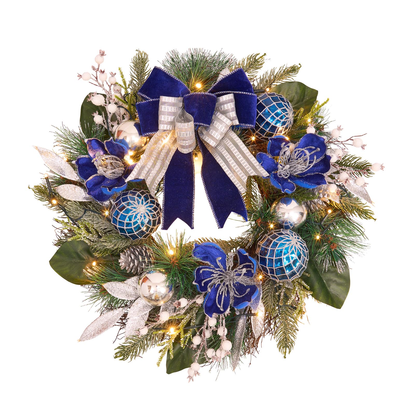Vofuly wreath on front door showing full festive display and curb appeal