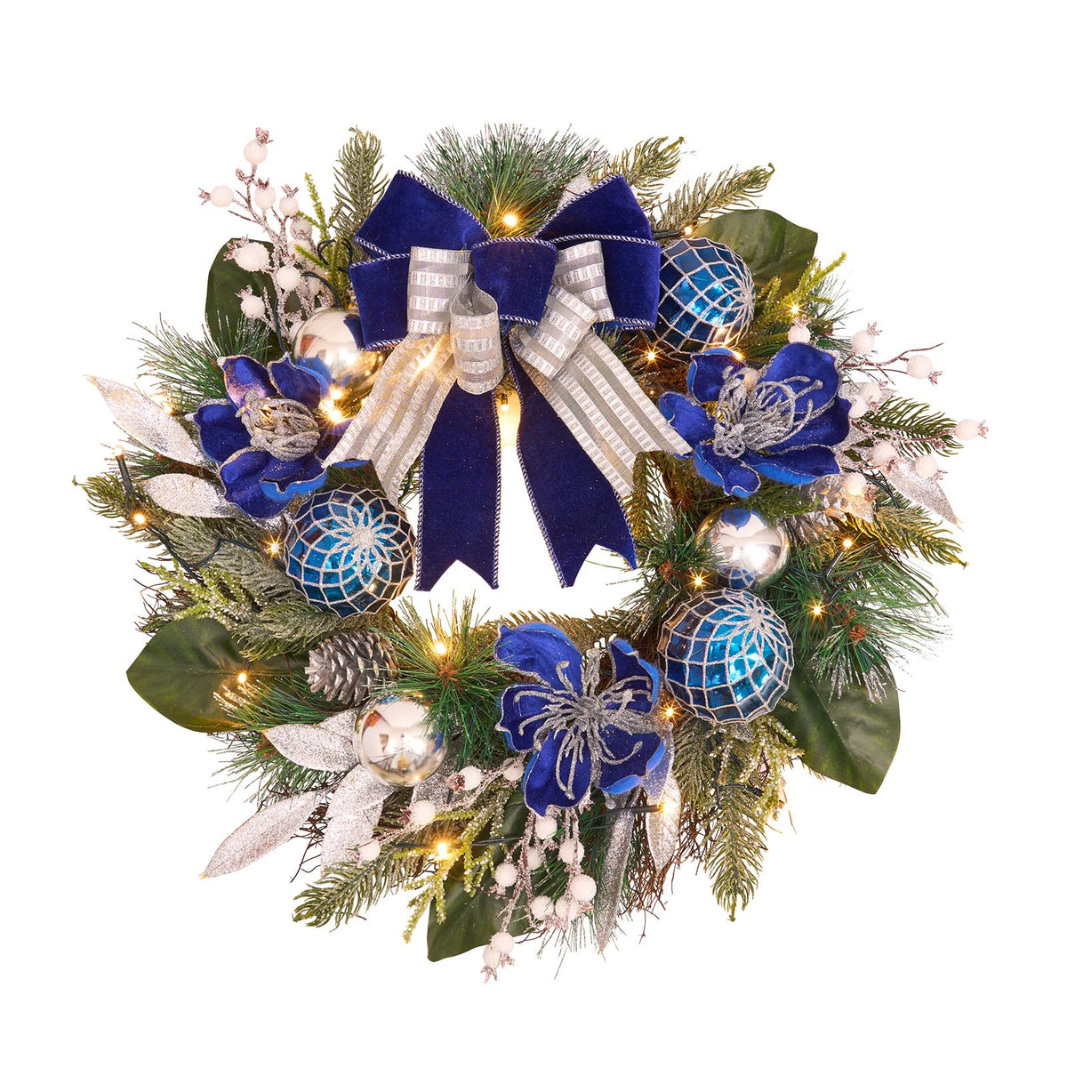 Vofuly wreath on front door showing full festive display and curb appeal